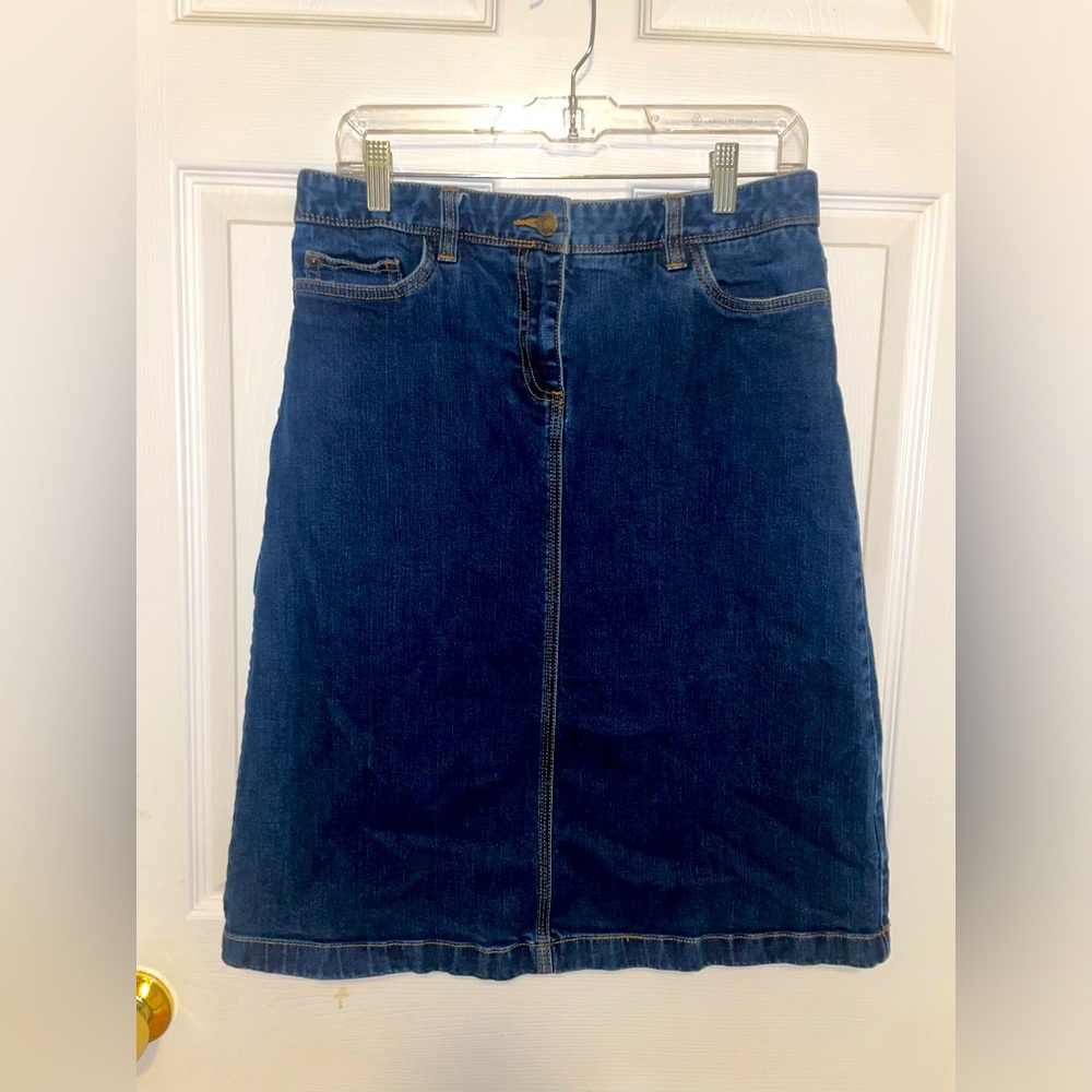 Boden Blue Denim Midi Skirt